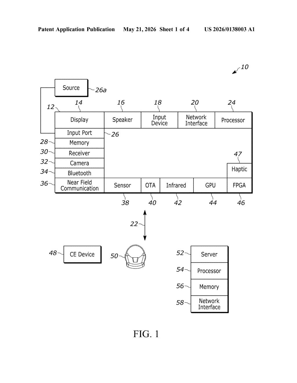 Sony Patent: Eye-Tracking XR Gaming With Variable Frame Processing — figure from US 2026/0138003 A1