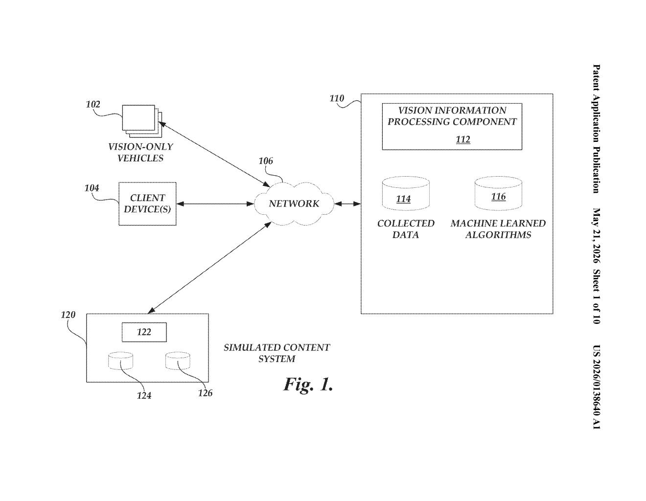 Tesla Patent: Training Vision-Only Cars on Simulated Data — figure from US 2026/0138640 A1