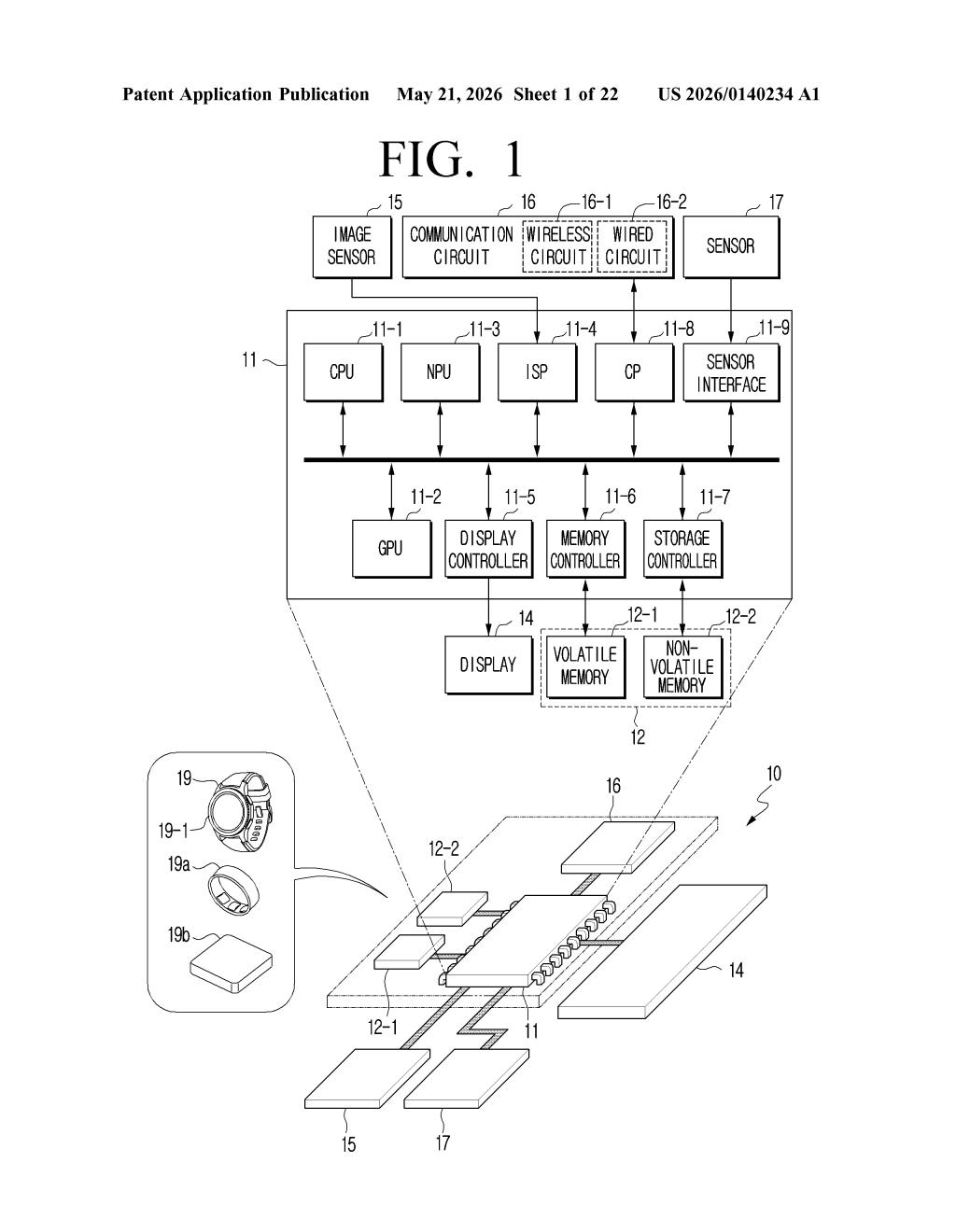 Samsung Patent: Integrated Optical Biometric Sensor — figure from US 2026/0140234 A1