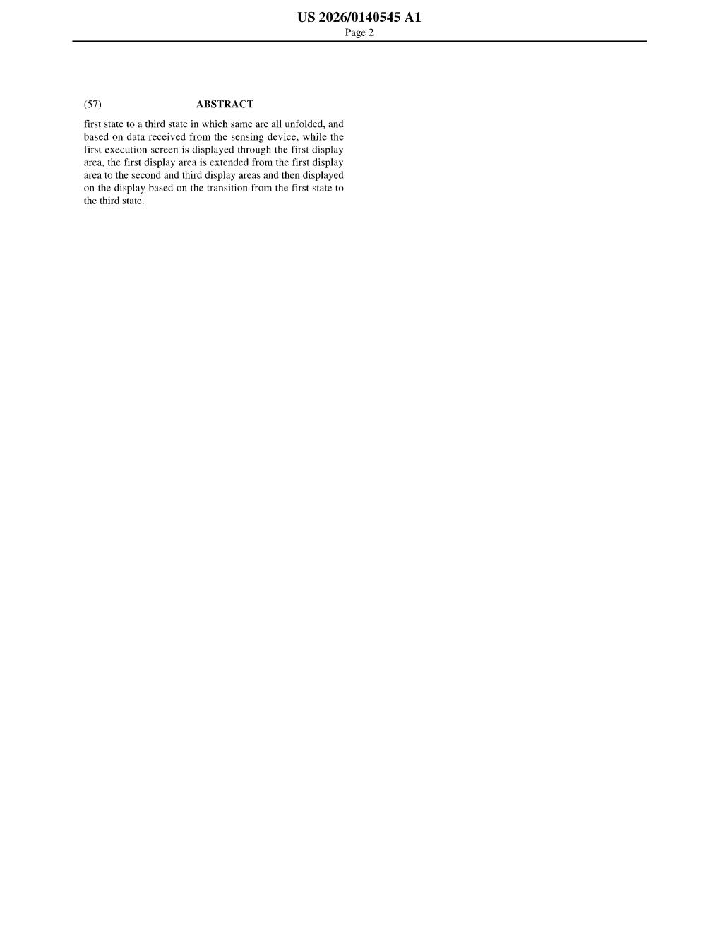Samsung Patent: Tri-Fold Phone Screen Switching Logic — figure from US 2026/0140545 A1