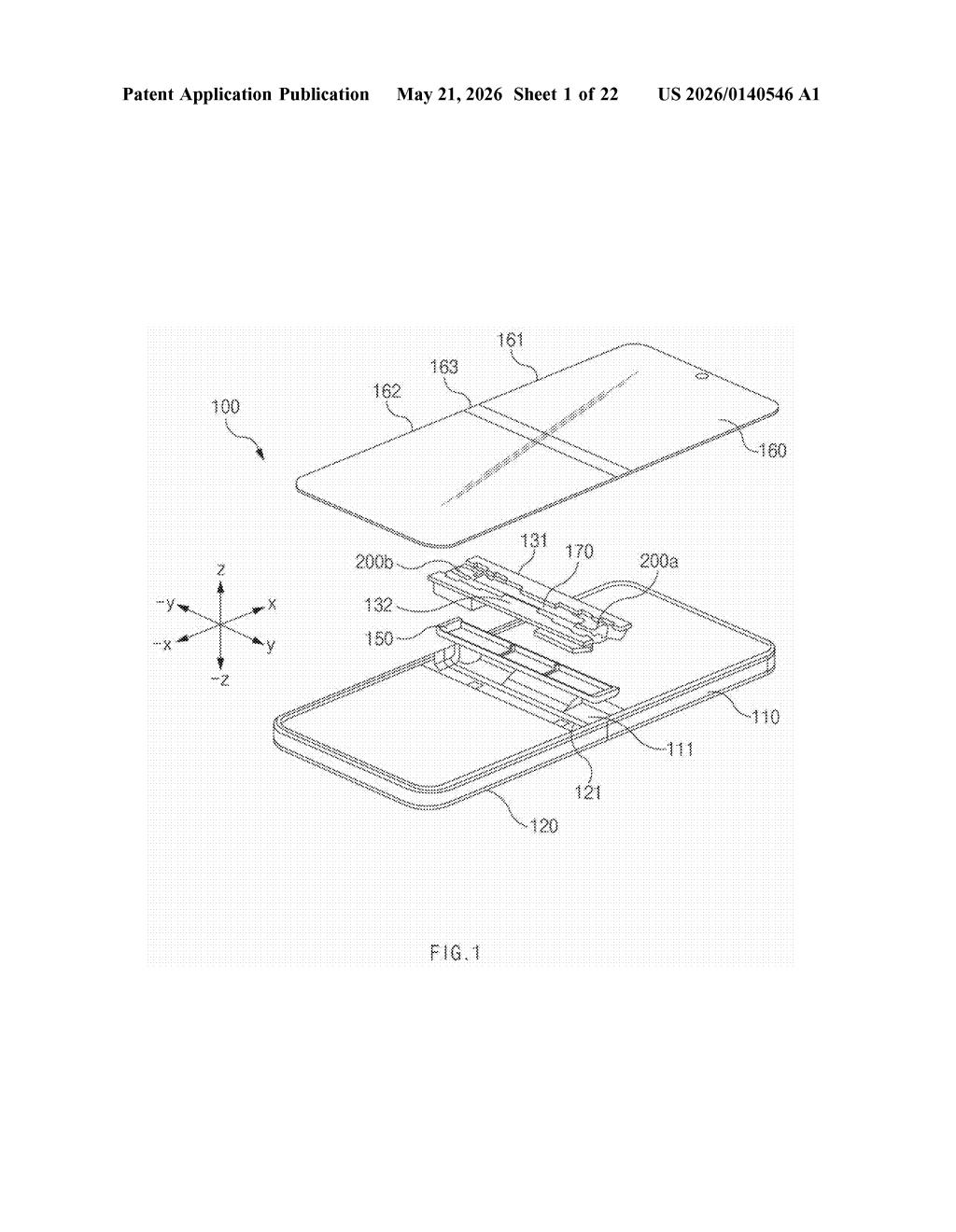 Samsung Patent: Foldable Phone Hinge Rail System Explained — figure from US 2026/0140546 A1