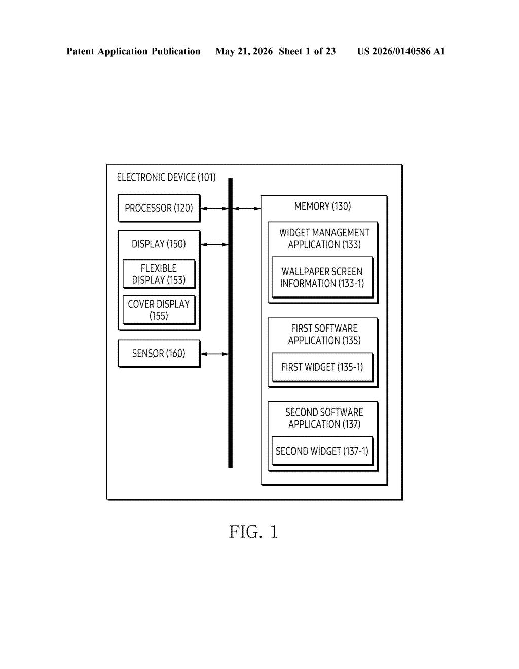 Samsung Patent: Live App Status Widgets on Foldable Cover Screen — figure from US 2026/0140586 A1