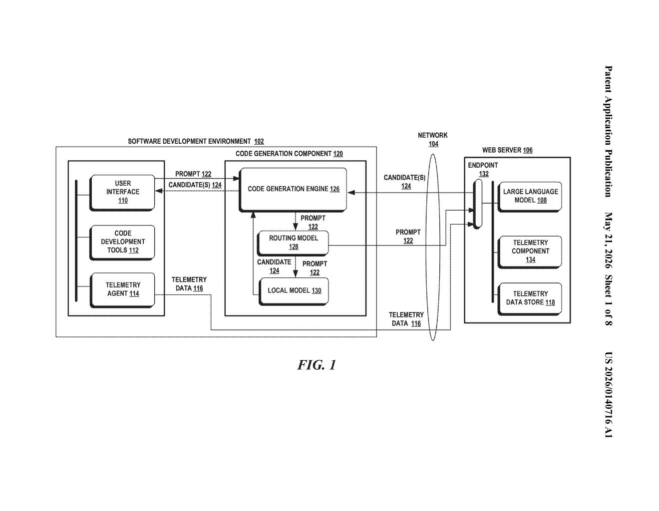 Microsoft Patent: Hybrid AI Routing for Coding Assistants — figure from US 2026/0140716 A1