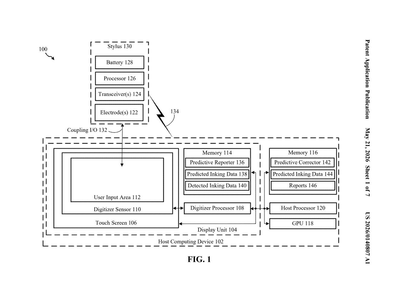 Microsoft Patent: Predictive Digital Ink Reporting System — figure from US 2026/0140807 A1