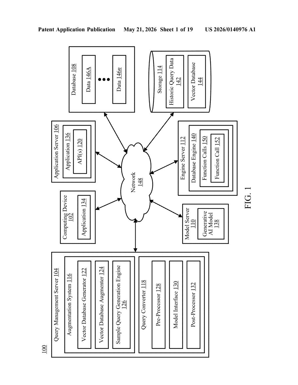 Microsoft Patent: NL-to-Database Query Generation with AI — figure from US 2026/0140976 A1