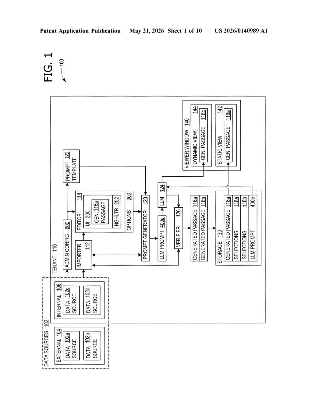Microsoft Patent: LLM Prompt Data Source Curation — figure from US 2026/0140989 A1