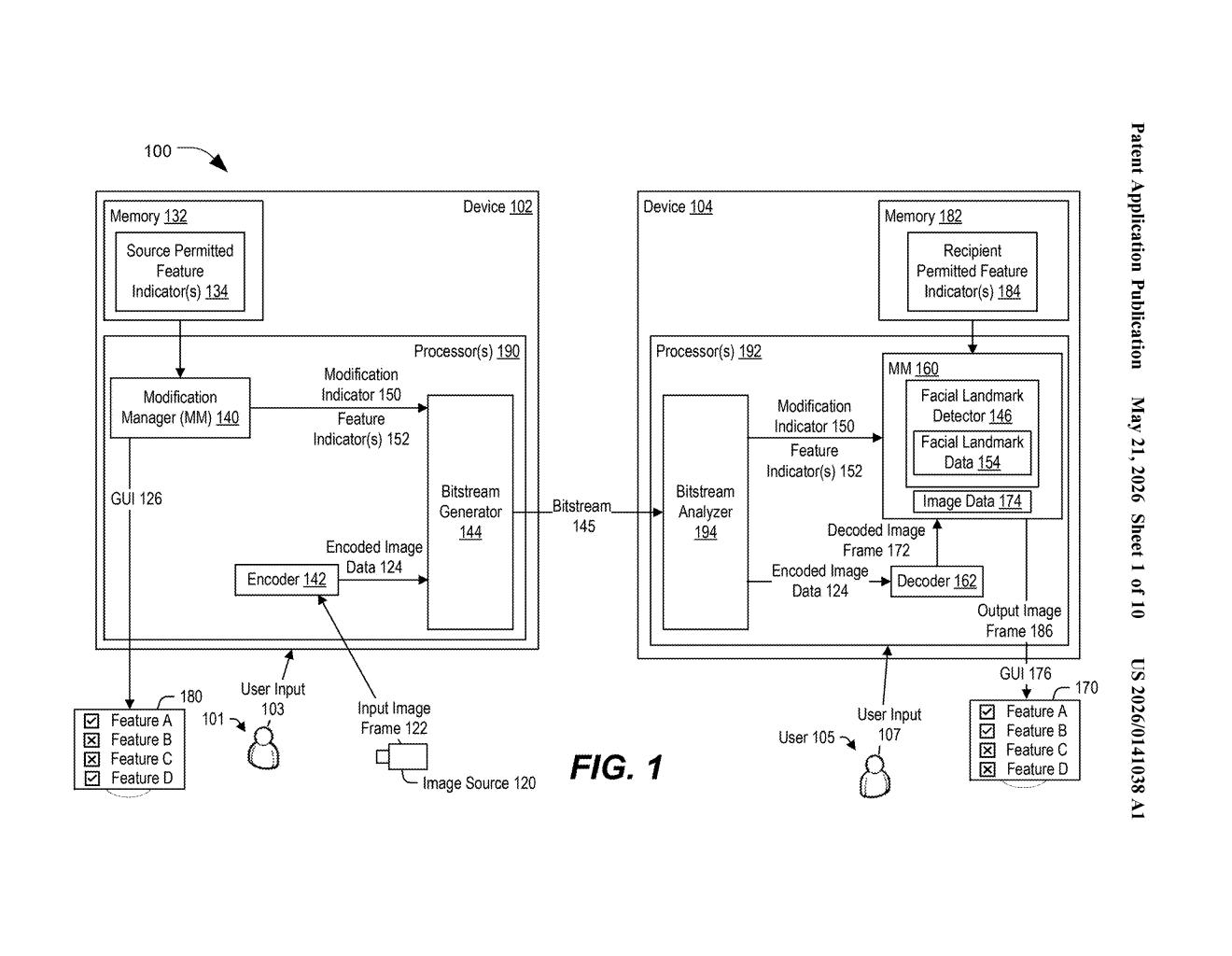 Qualcomm Patent: Sender-Controlled Video Frame Filters — figure from US 2026/0141038 A1