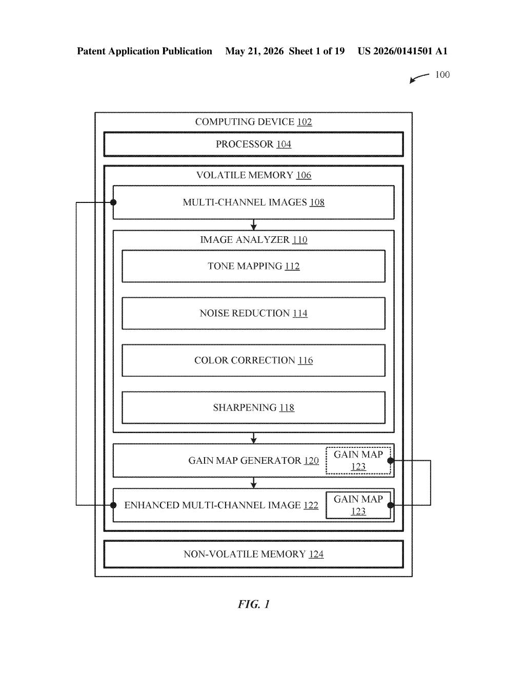 Apple Patent: Generating Gain Maps from HDR and SDR Images — figure from US 2026/0141501 A1