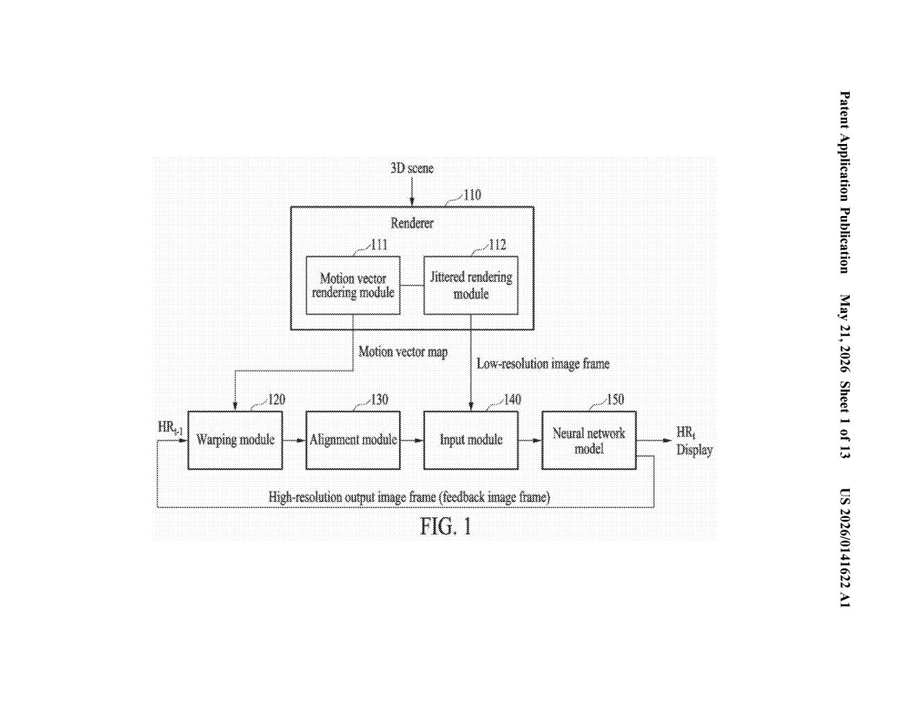 Samsung Patent: Neural Network Supersampling for 3D Graphics — figure from US 2026/0141622 A1