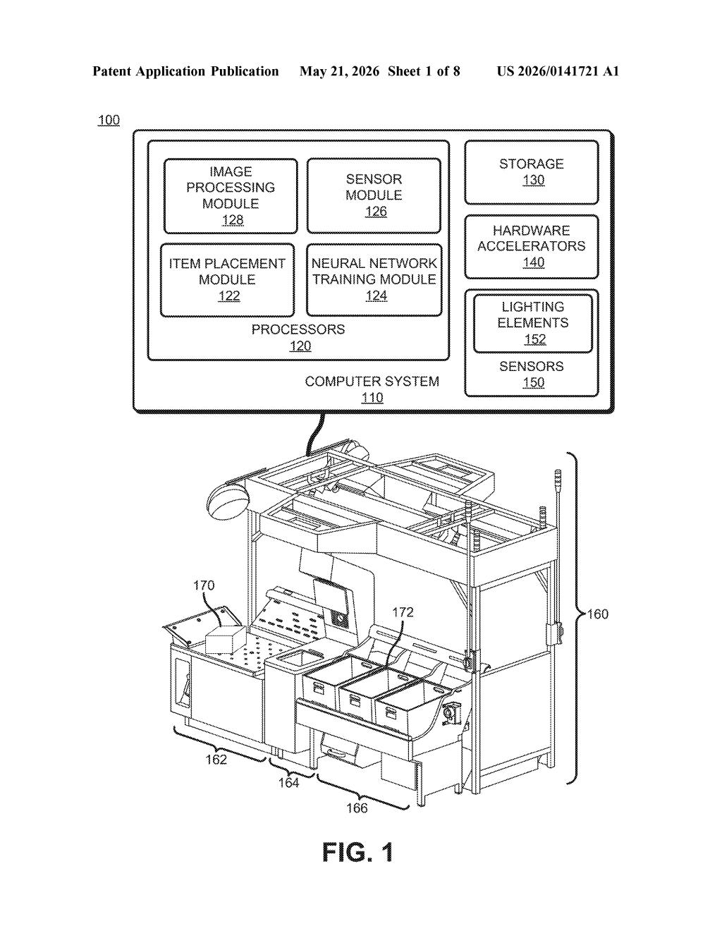 Amazon Patent: Neural Networks Track Warehouse Bin Storage — figure from US 2026/0141721 A1
