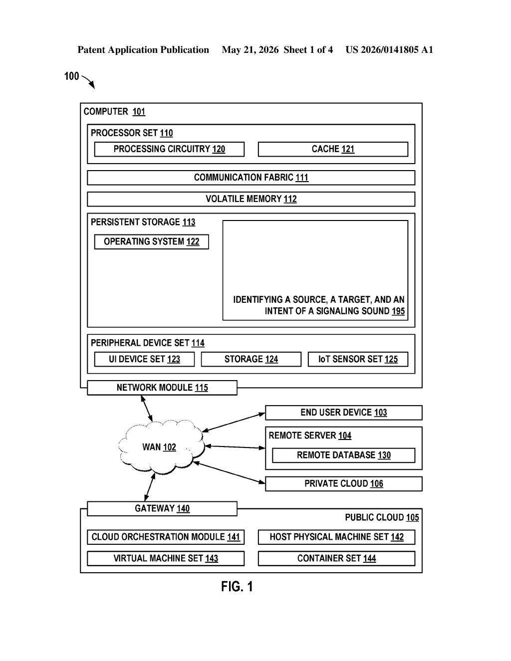 IBM Patent: AI That Decodes Honks and Horn Sounds for Drivers — figure from US 2026/0141805 A1