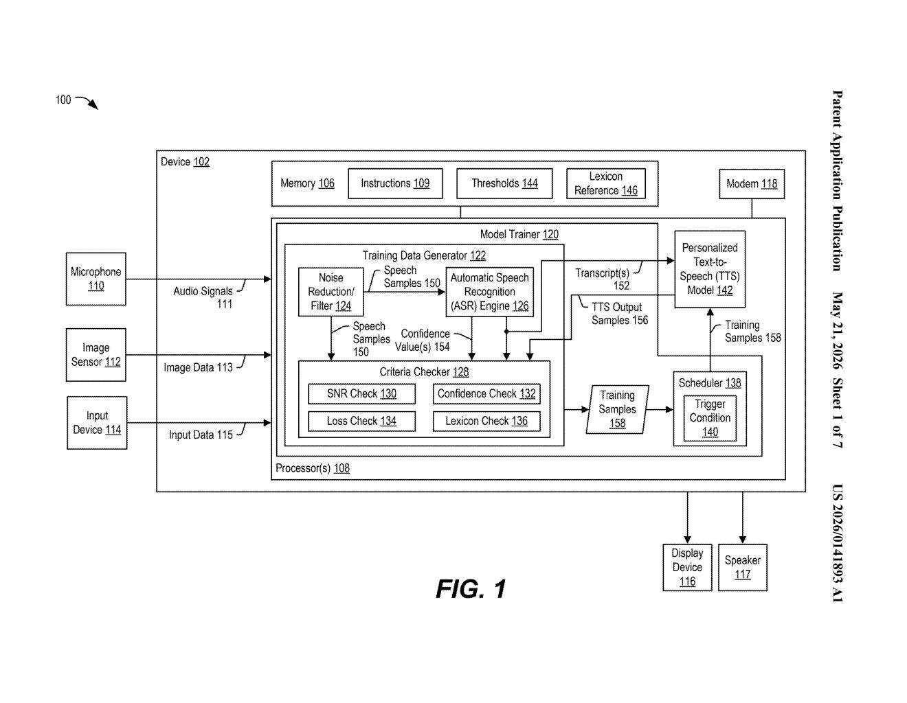 Qualcomm Patent: On-Device TTS Voice Personalization — figure from US 2026/0141893 A1