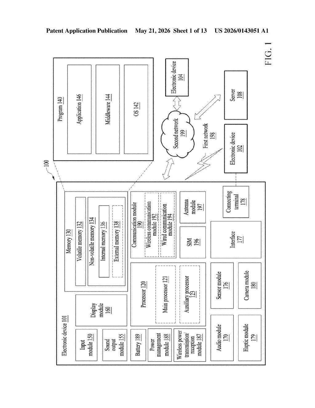 Samsung Patent: Acoustic Conduit for Phone Speakers — figure from US 2026/0143051 A1