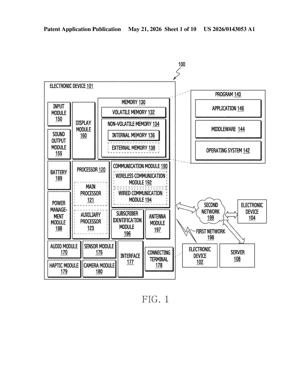 Samsung Patent: Foldable Phone Battery Connection Design — figure from US 2026/0143053 A1