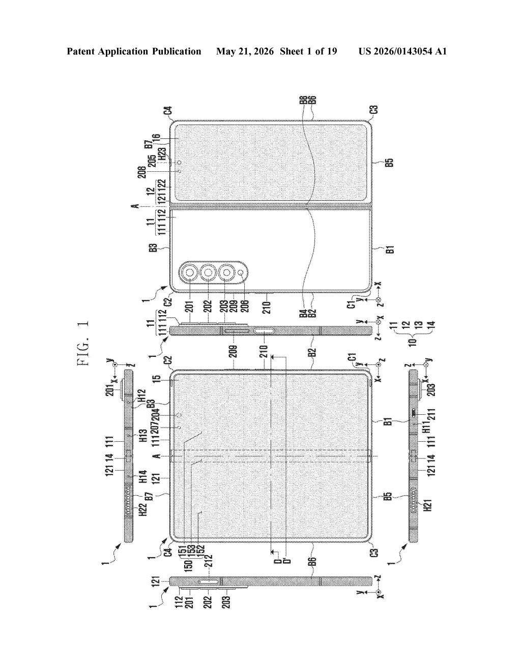 Samsung Patent: Foldable Phone Dust Protection System — figure from US 2026/0143054 A1