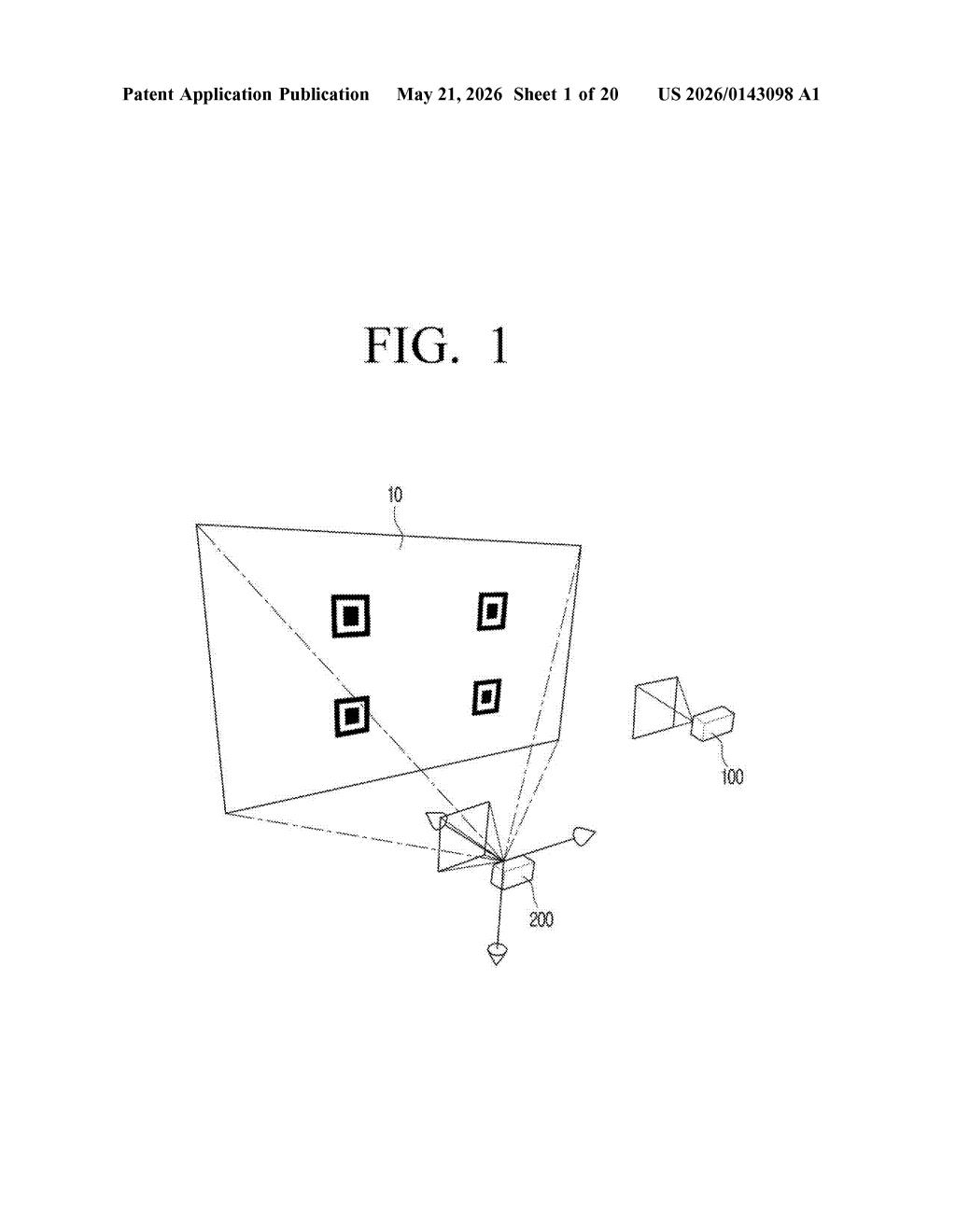 Samsung Patent: Auto Keystone Correction for Projectors — figure from US 2026/0143098 A1