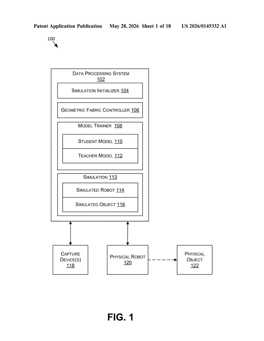 Nvidia Patent: Dexterous Robot Grasping via Geometric Fabrics — figure from US 2026/0145332 A1