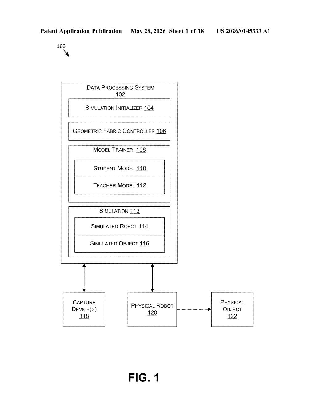 Nvidia Patent: Dexterous Robot Grasping via Geometric Fabrics — figure from US 2026/0145333 A1