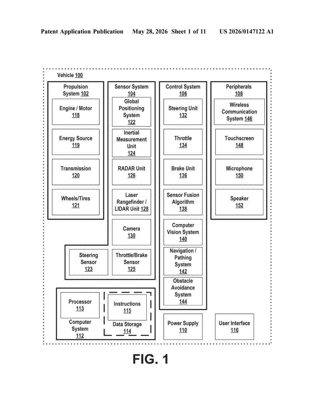 Waymo Patent: LiDAR Background Images Fix Blind Spots — figure from US 2026/0147122 A1