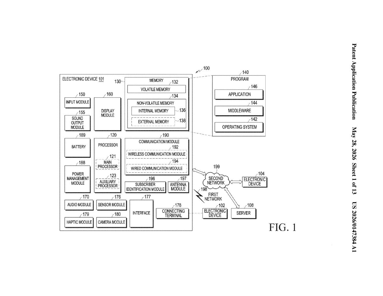 Samsung Patent: Foldable Phone Hinge Dampening Sheet — figure from US 2026/0147384 A1