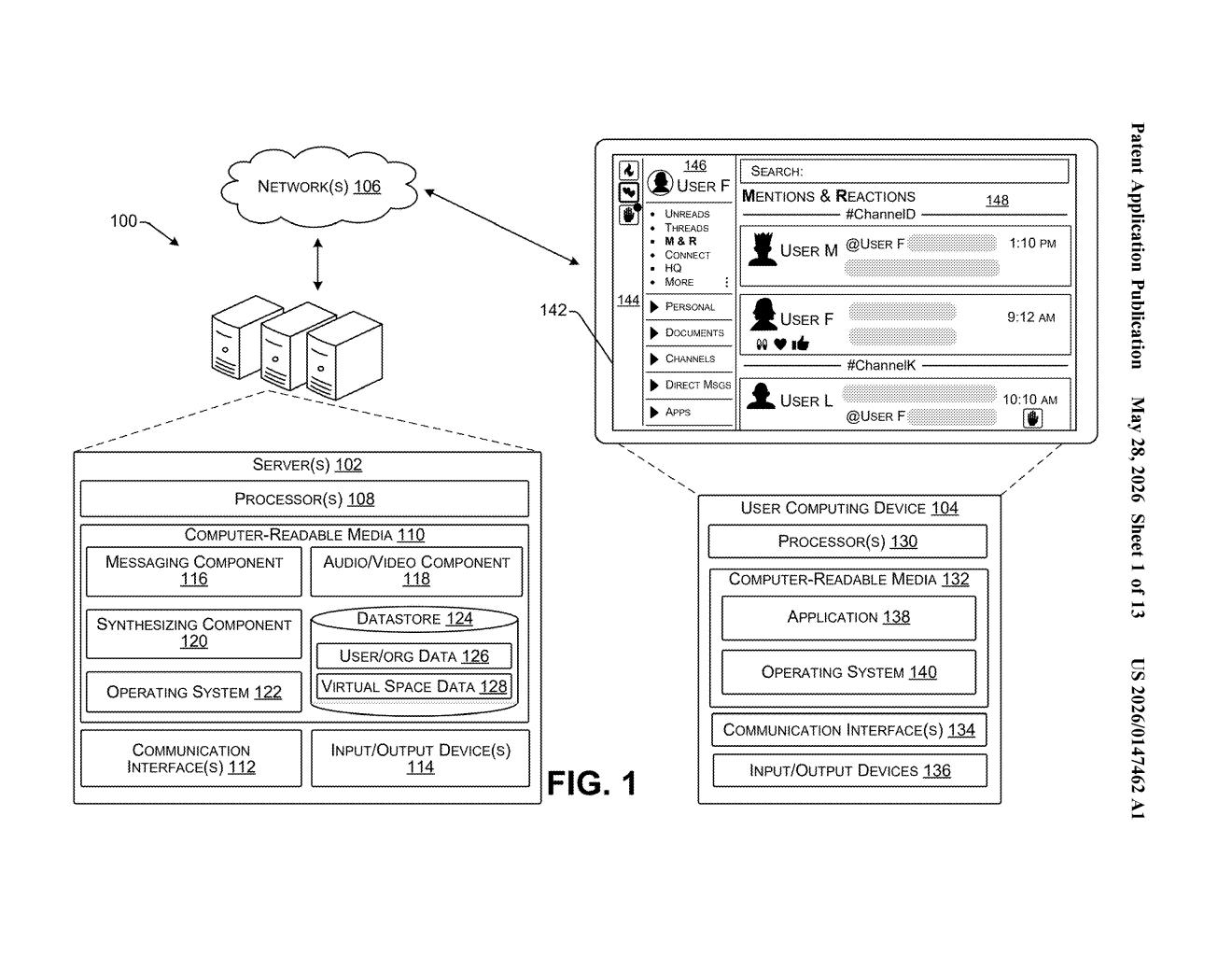 Salesforce Patent: AI-Synthesized Survey Data in Slack — figure from US 2026/0147462 A1