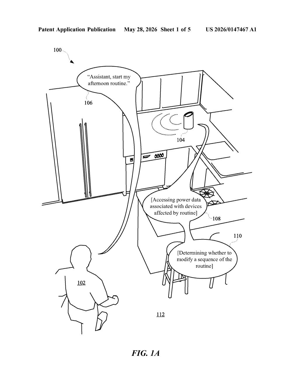 Google Patent: AI Assistant Optimizes Smart Home Energy Use — figure from US 2026/0147467 A1