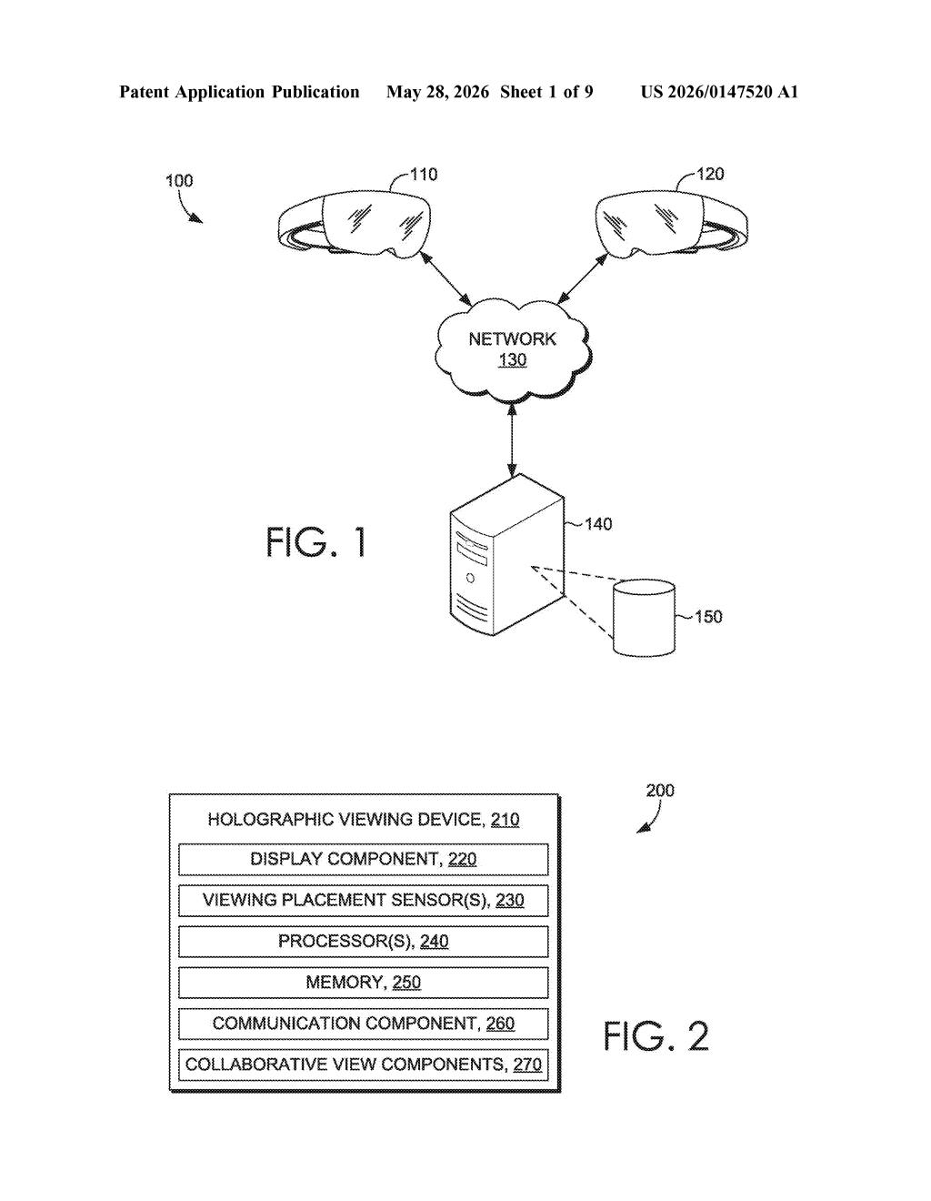 Microsoft Patent: AR Headset View-Sharing for Teams — figure from US 2026/0147520 A1