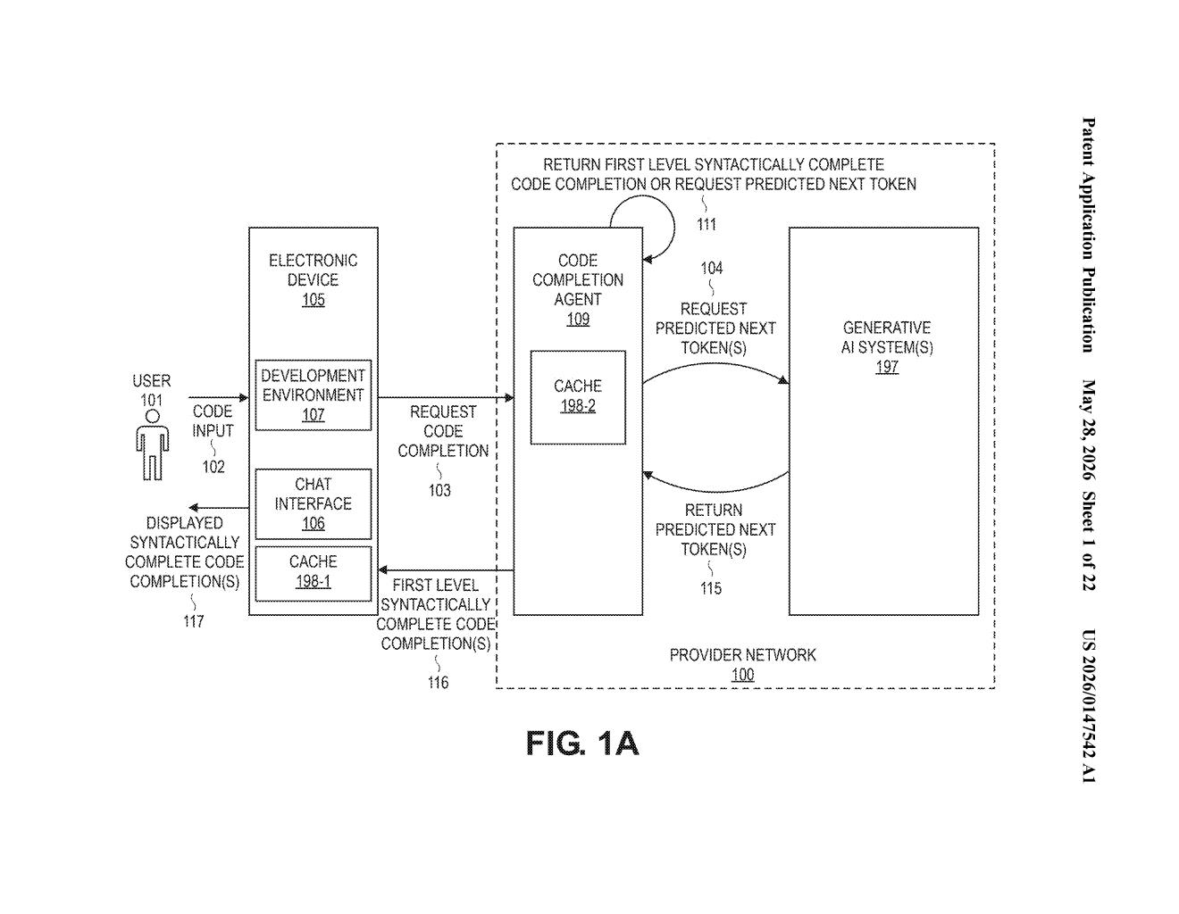 Amazon Patent: Real-Time Sequential Code Completions — figure from US 2026/0147542 A1
