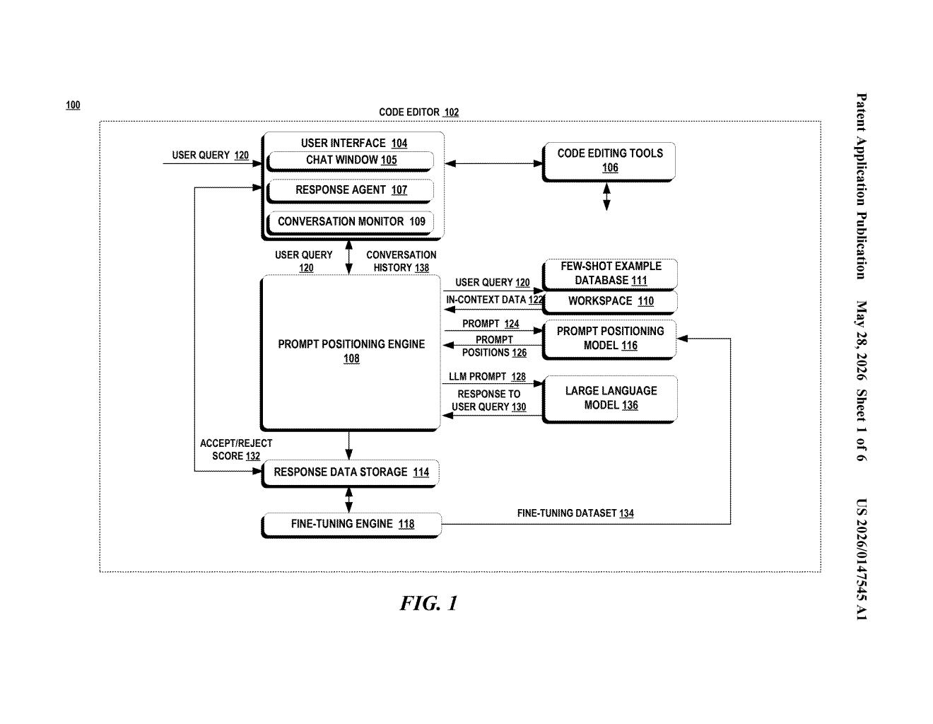 Microsoft Patent: Optimizing LLM Prompt Data Ordering — figure from US 2026/0147545 A1
