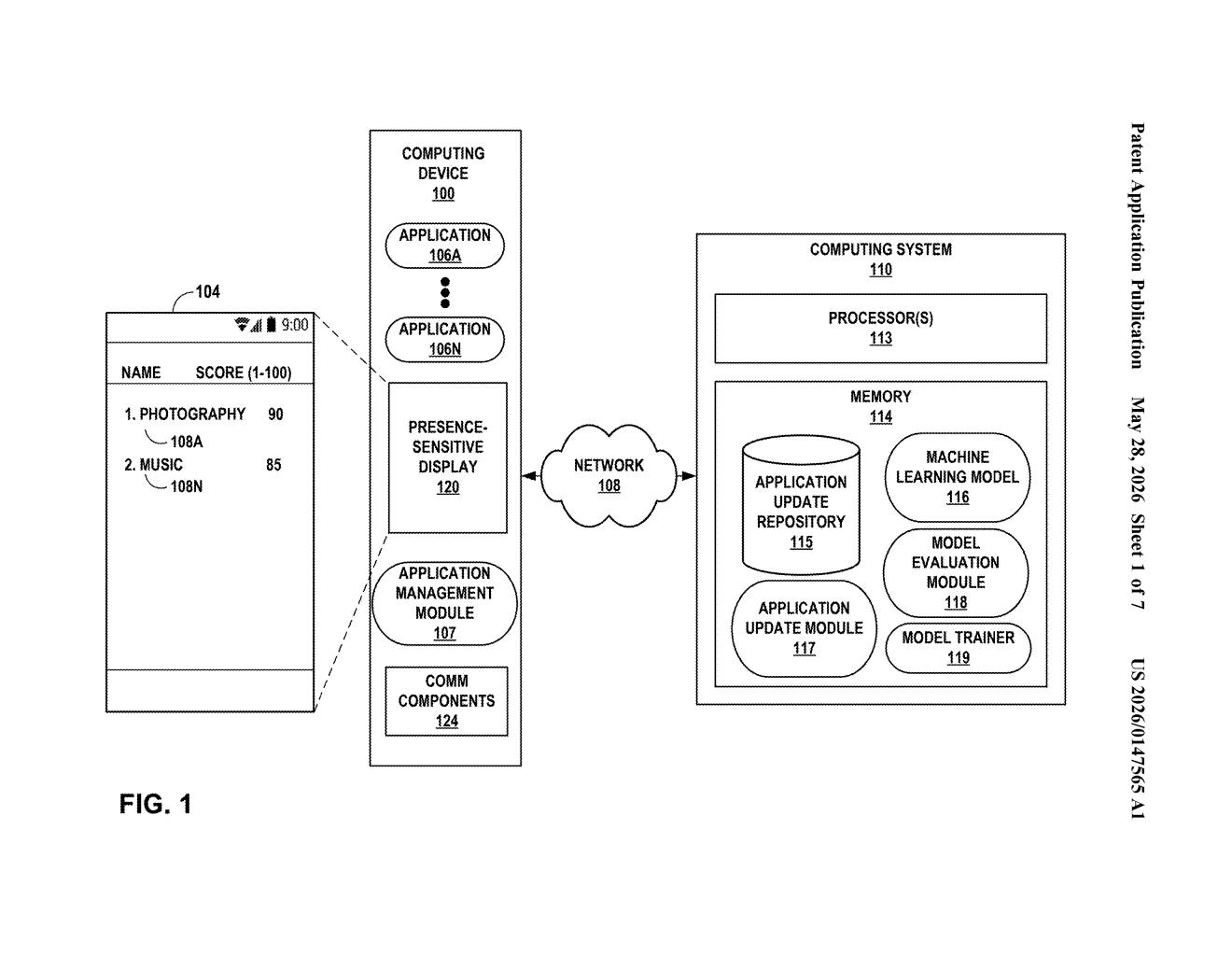 Google Patent: ML-Driven App Update Prioritization — figure from US 2026/0147565 A1