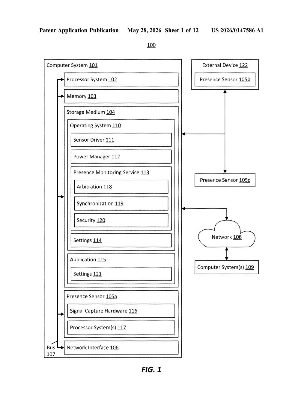 Microsoft Patent: Managing Access to Human Presence Sensors — figure from US 2026/0147586 A1
