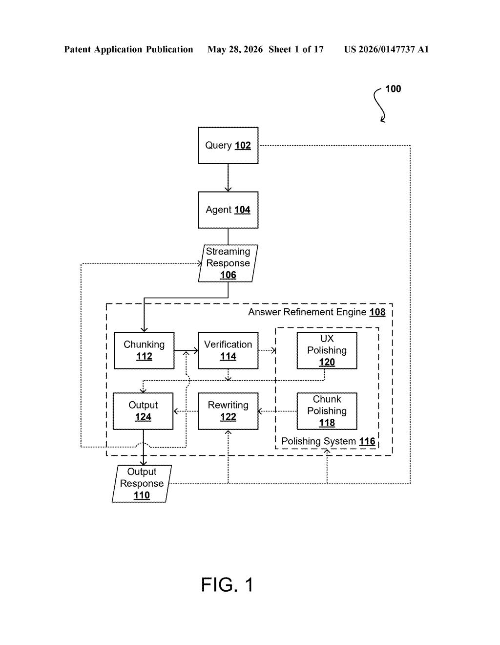 Amazon Patent: AI Chatbot Self-Correcting Response System — figure from US 2026/0147737 A1