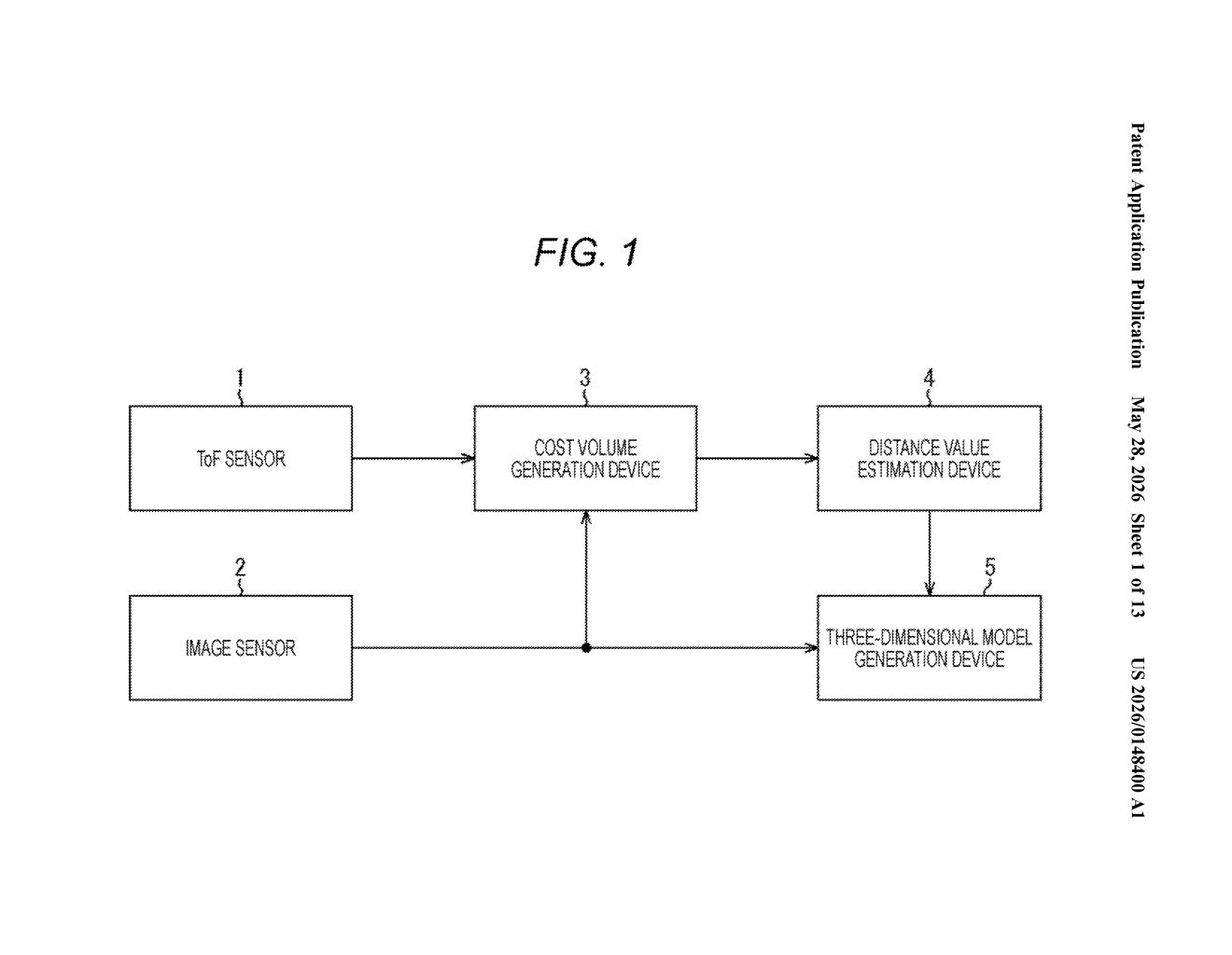 Sony Patent: ToF Depth Upsampling via Cost Volumes — figure from US 2026/0148400 A1