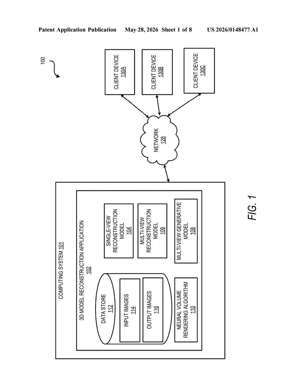 Adobe Patent: 3D Reconstruction From a Single Photo — figure from US 2026/0148477 A1