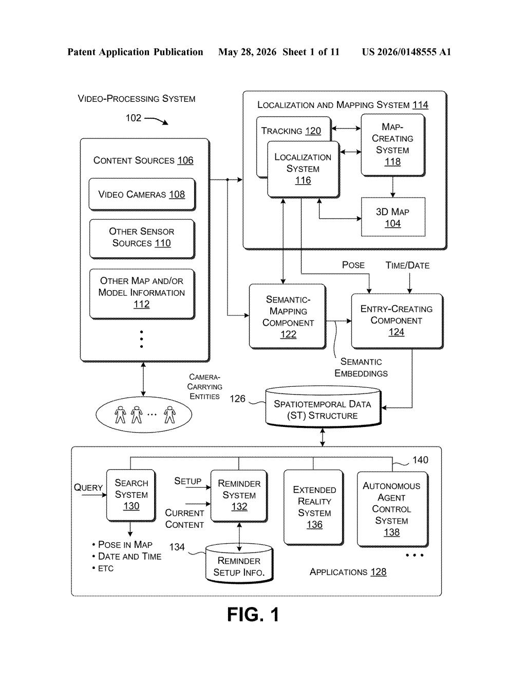 Microsoft Patent: Spatial Memory System for Video Search — figure from US 2026/0148555 A1