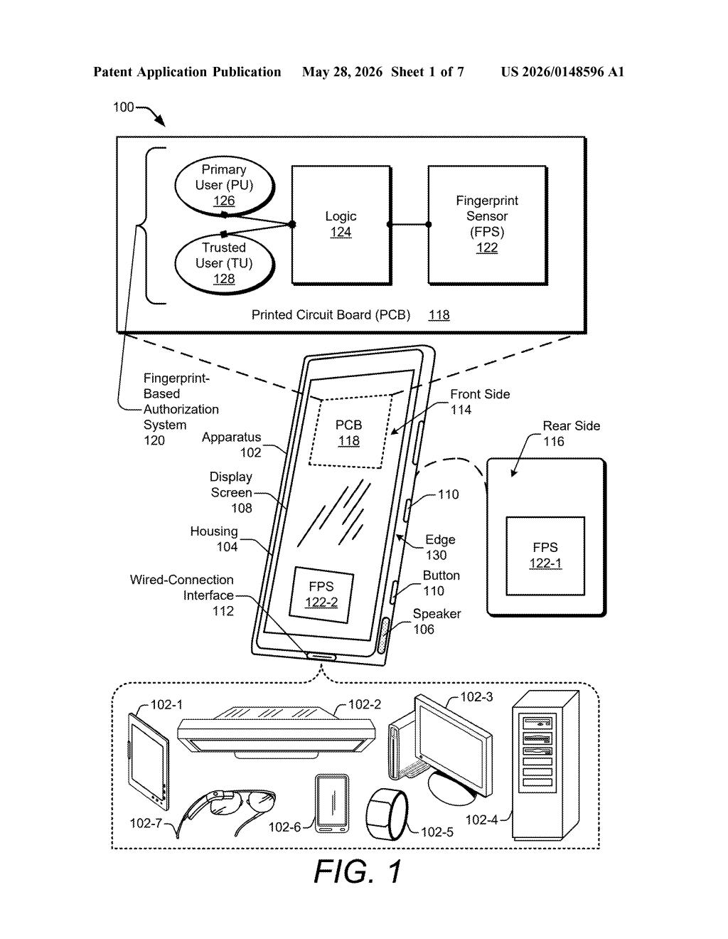 Google Patent: Fingerprint-Based Trusted User Enrollment — figure from US 2026/0148596 A1