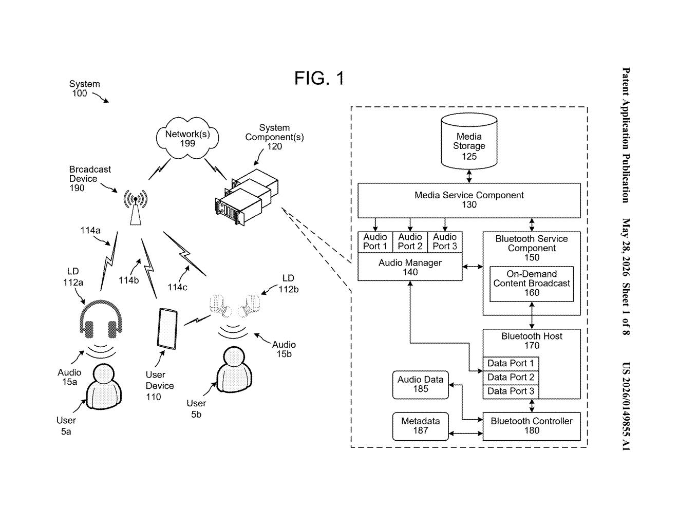 Amazon Patent: On-Demand Multi-Language Audio Broadcasting — figure from US 2026/0149855 A1