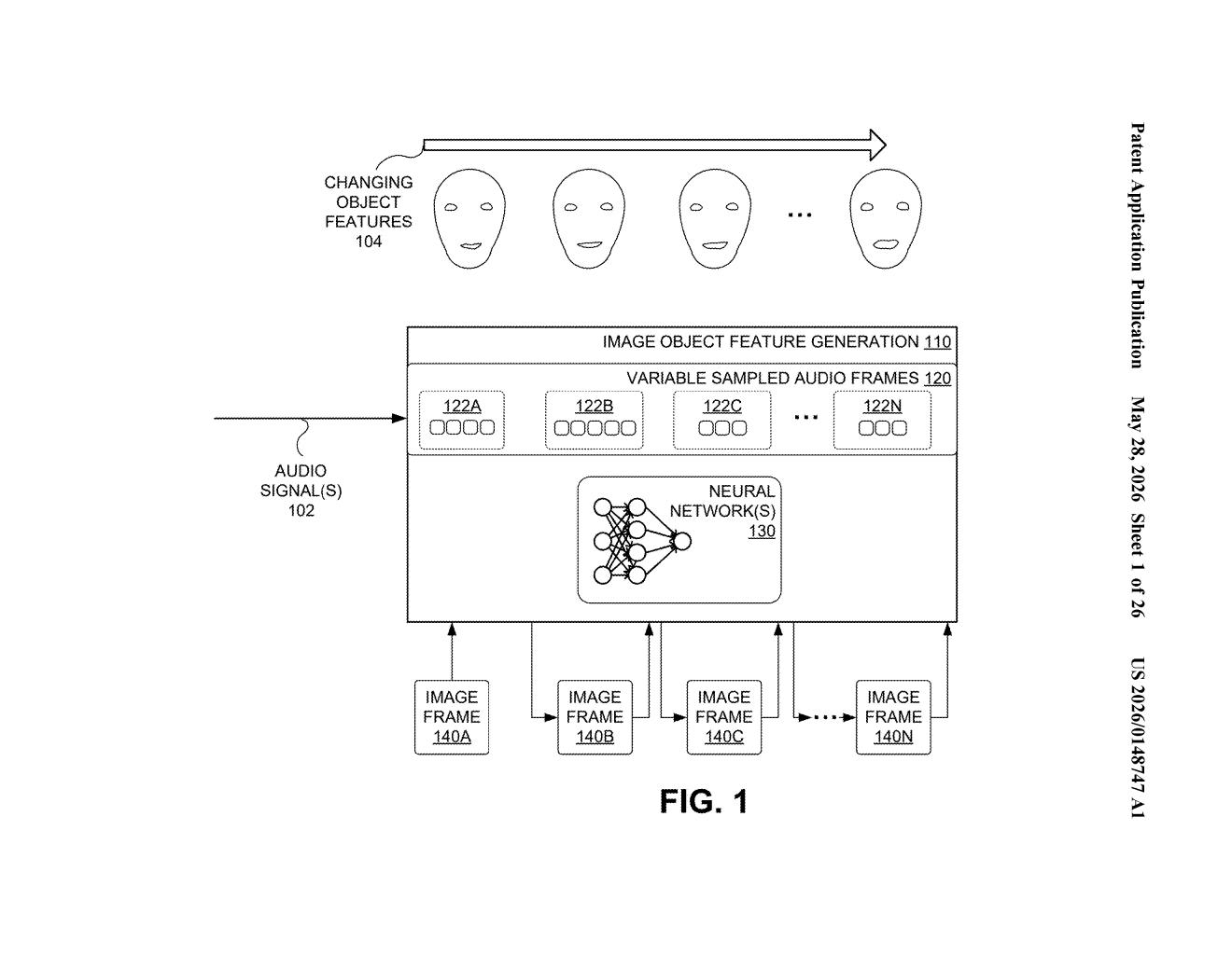 Nvidia Patent: Generating Image Features From Audio Signals — figure from US 2026/0148747 A1