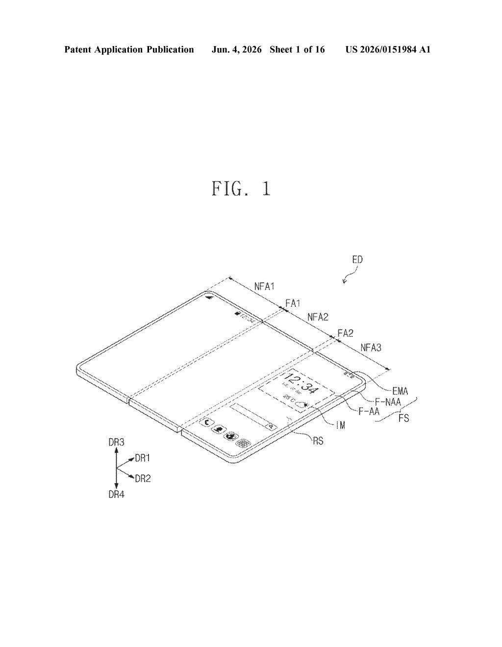 Samsung Patent: Dual-Fold Display Window with Variable Thickness — figure from US 2026/0151984 A1