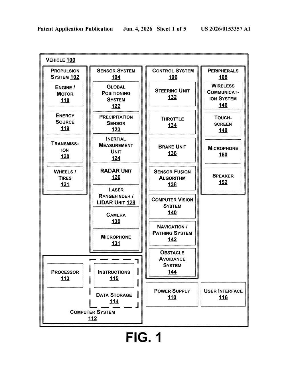 Waymo Patent: Self-Calibrating Sensors Using Road Map Data — figure from US 2026/0153357 A1