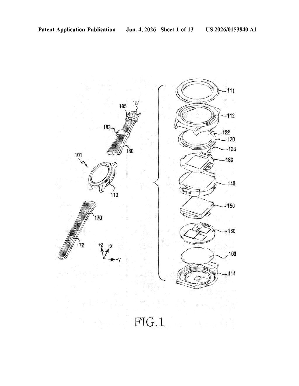 Samsung Patent: Wearable Antenna in Metal Frame — figure from US 2026/0153840 A1