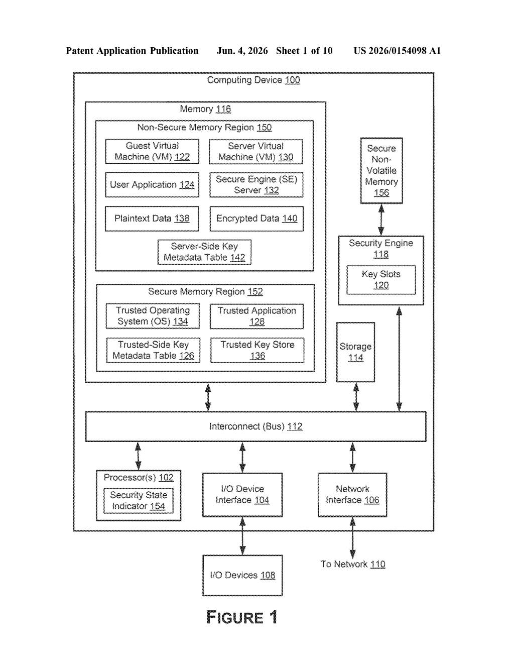 Nvidia Patent: Secure Virtualized Cryptographic Subsystems — figure from US 2026/0154098 A1