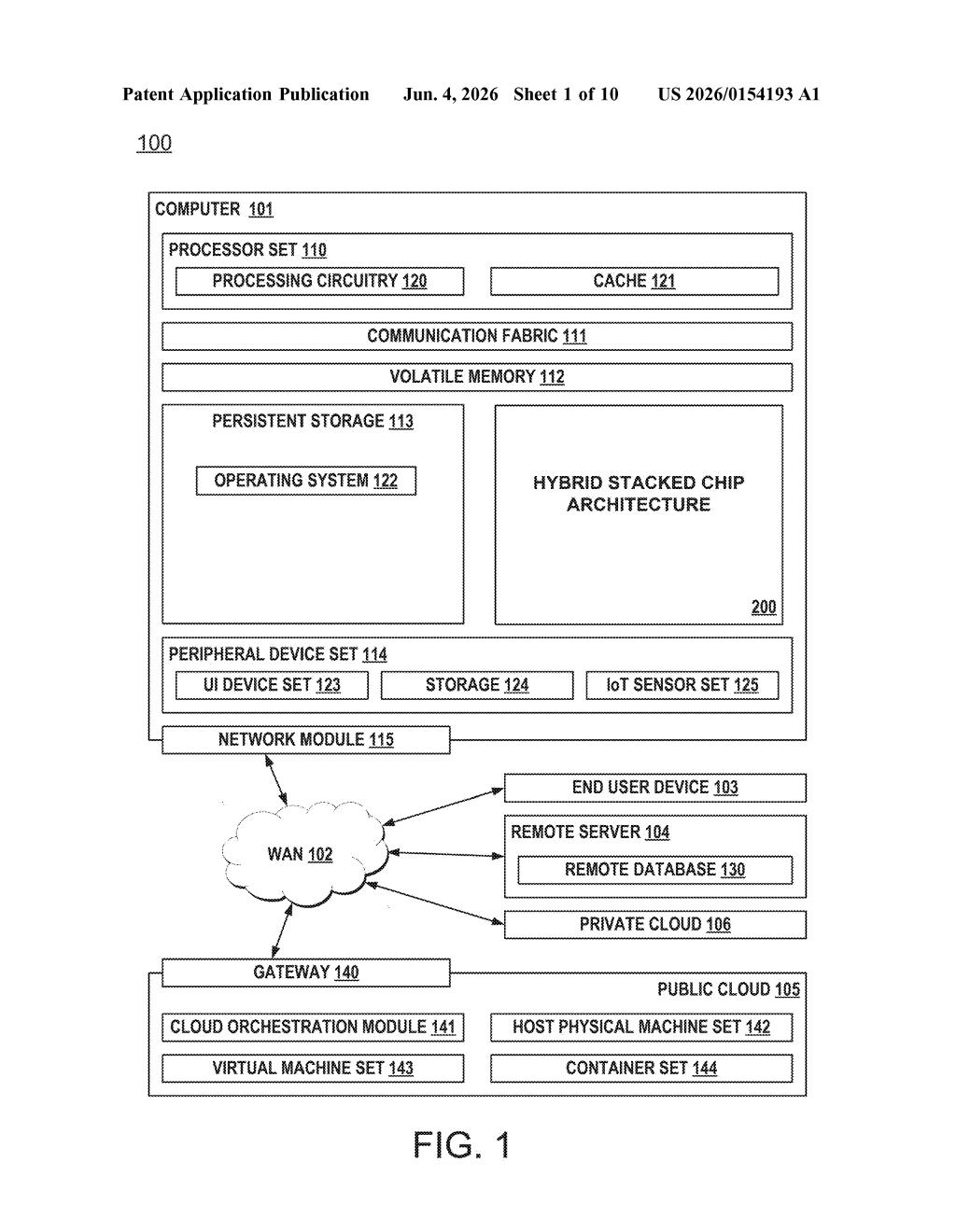 IBM Patent: Hybrid DRAM and NAND Flash Stacked Memory — figure from US 2026/0154193 A1