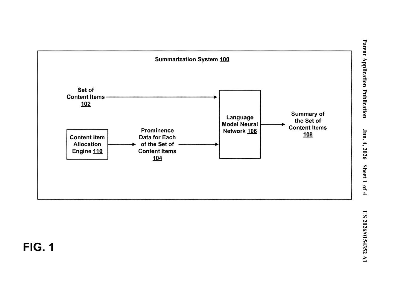Google Patent: AI Summaries With Built-In Priority Weighting — figure from US 2026/0154352 A1