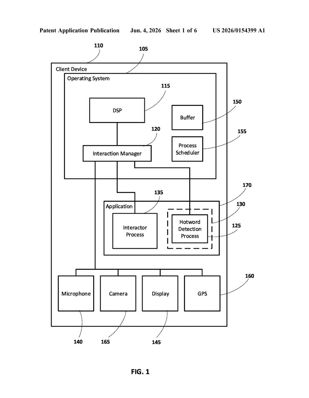 Google Patent: Sandboxed Audio & Sensor Data Security — figure from US 2026/0154399 A1