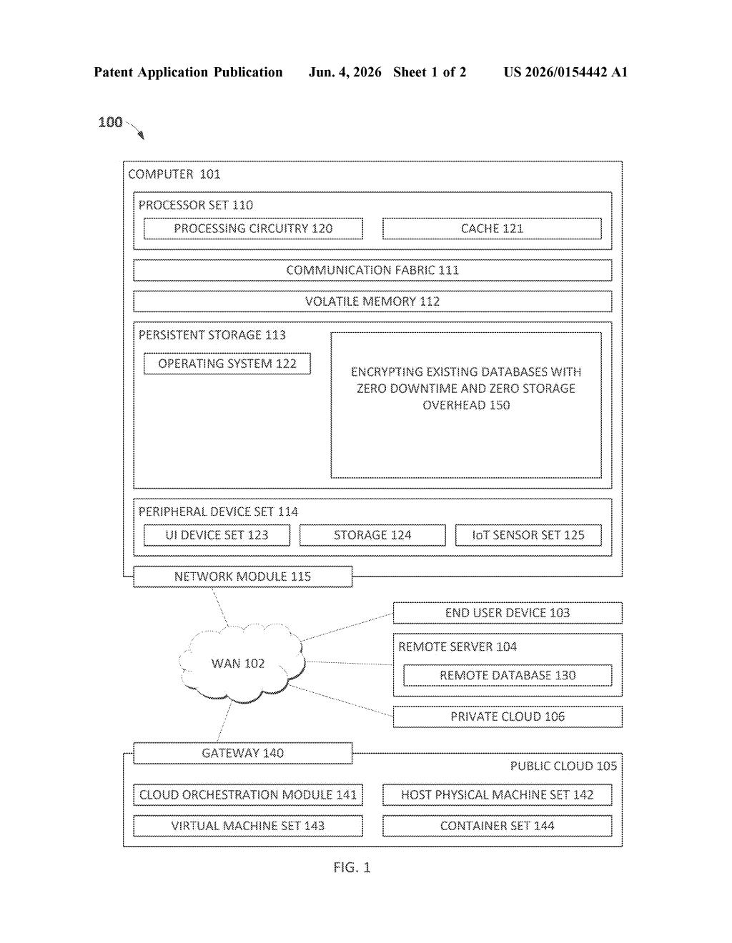 IBM Patent: Zero-Downtime Database Encryption Explained — figure from US 2026/0154442 A1