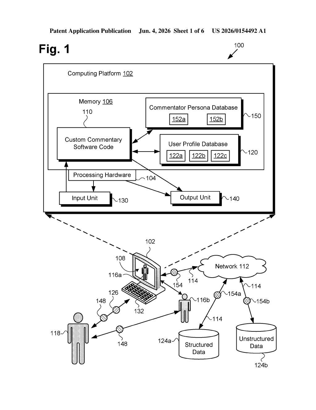 Disney Patent: AI-Generated Commentator-Specific Scripts — figure from US 2026/0154492 A1
