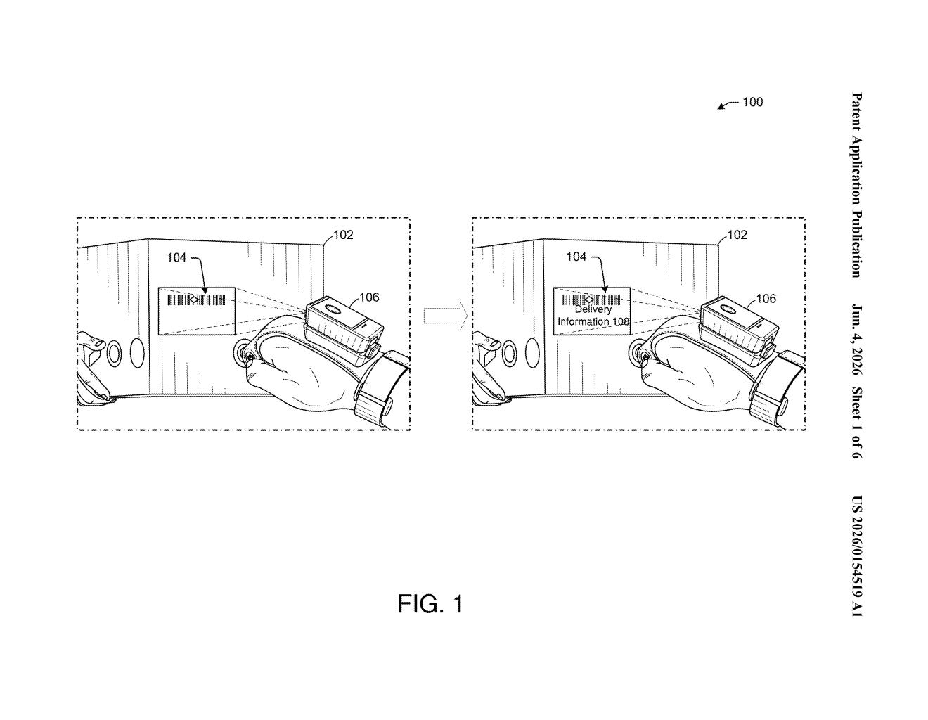 Amazon Patent: Anonymized Delivery Labels for Privacy — figure from US 2026/0154519 A1