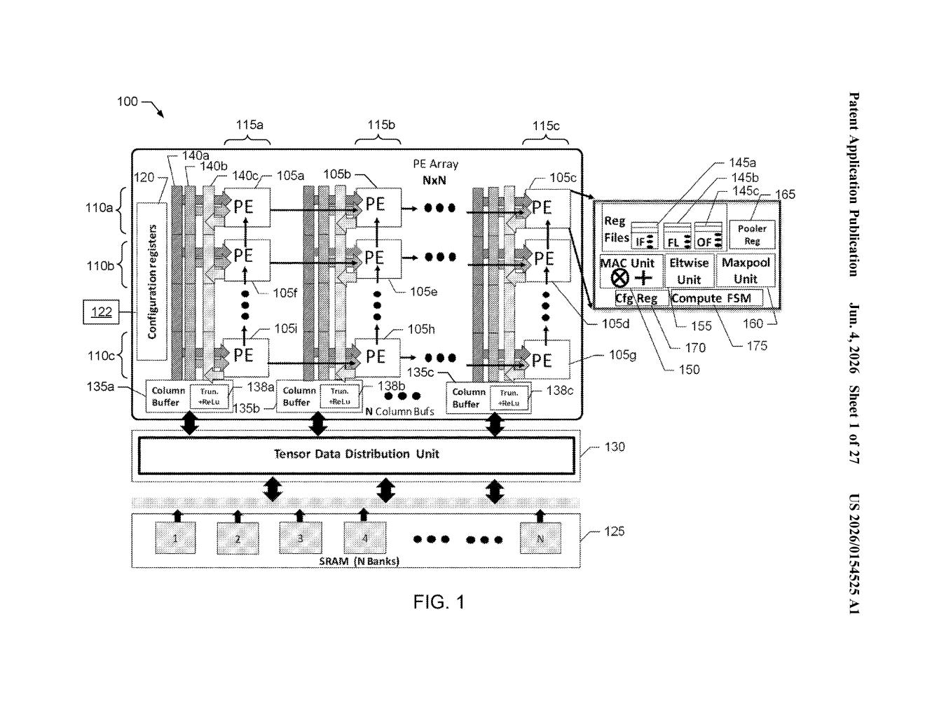 Intel Patent: Configurable Processor Arrays for Neural Networks — figure from US 2026/0154525 A1