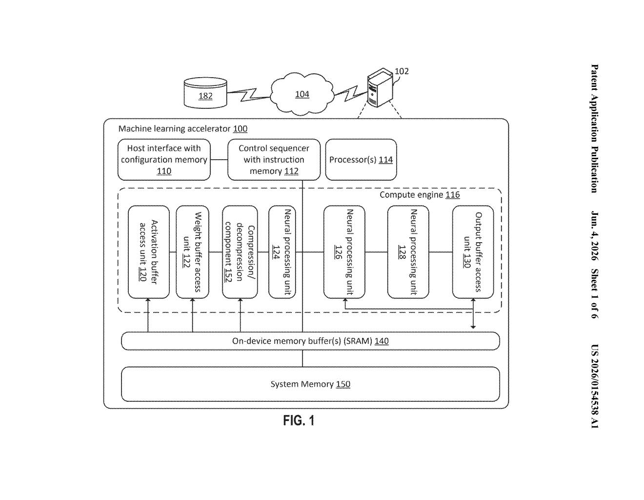Amazon Patent: Nonlinear Tensor Compression for AI Chips — figure from US 2026/0154538 A1